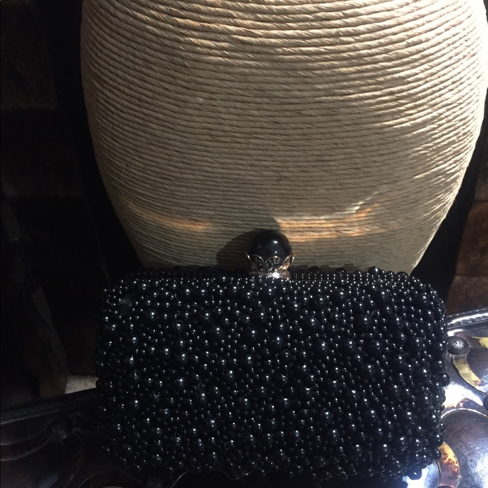 Black Beaded Clutch Purse